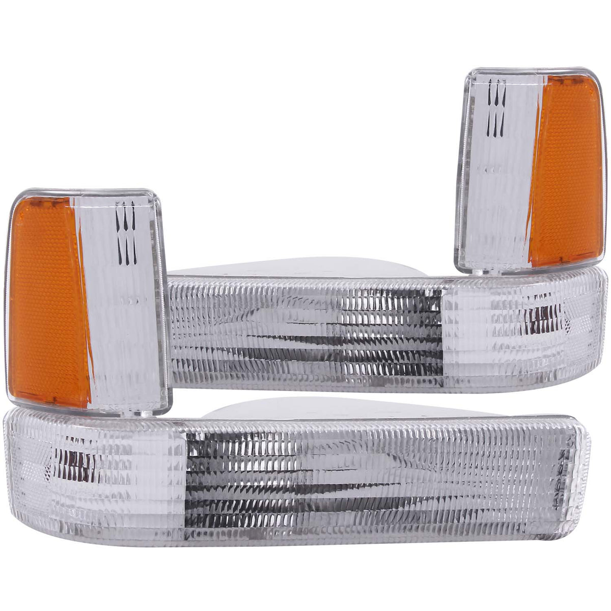 Pair Euro Clear Lens Chrome Housing Amber Reflector Dodge Dakota 1991-1996 AnzoUSA