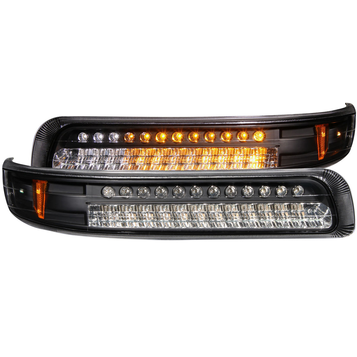 LED Clear Lens Black Housing Amber Reflector Pair Chevrolet Silverado 1500/2500 1999-2002, 1500 HD/2500 HD/3500 2001-2002, Chevrolet Suburban 1500/2500/Tahoe 2000-2006 AnzoUSA