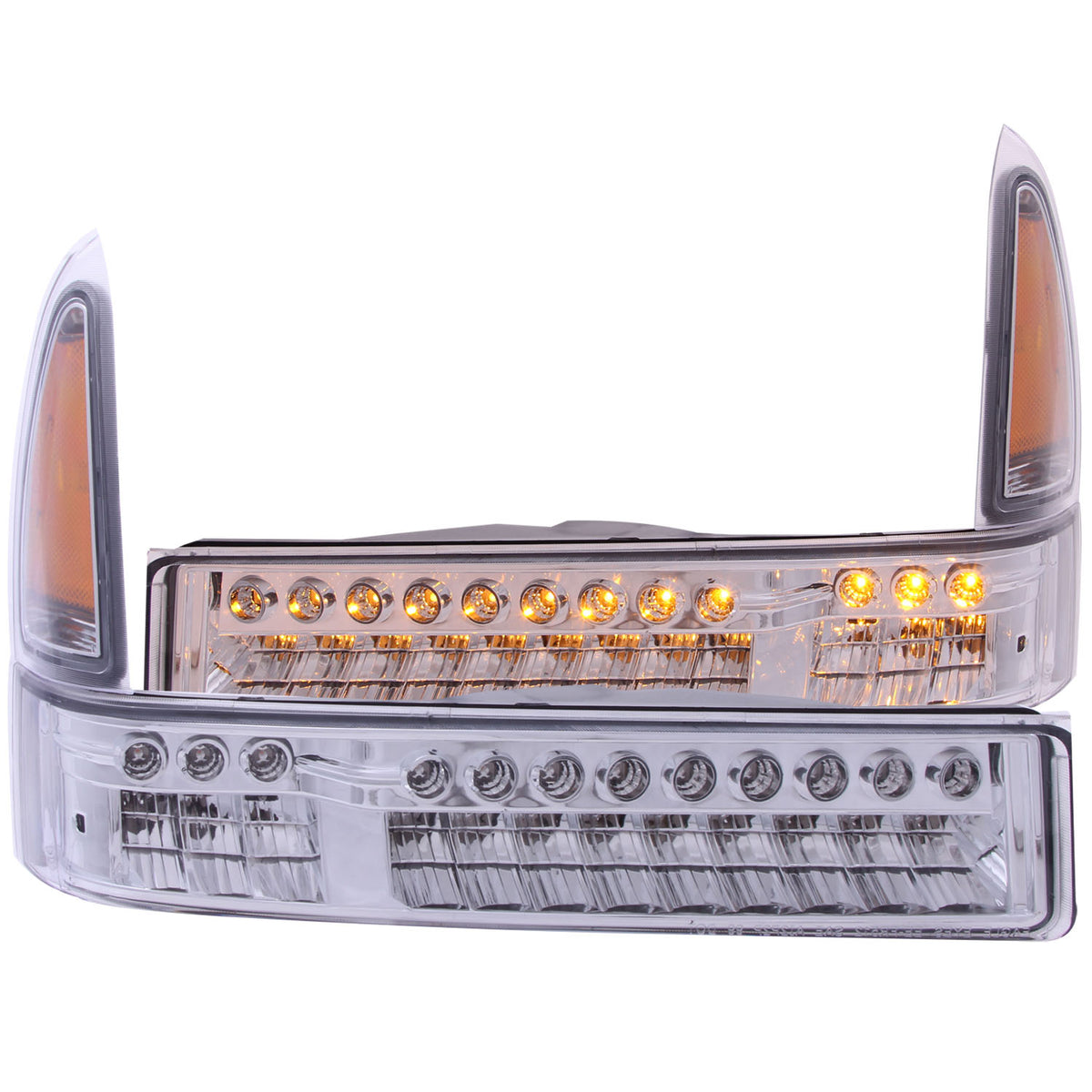 LED Clear Lens Chrome Housing Amber Reflector Pair Ford Excursion 2000-2004, Ford F-250/F-350/F-450/F-550 Super Duty 1999-2004 AnzoUSA