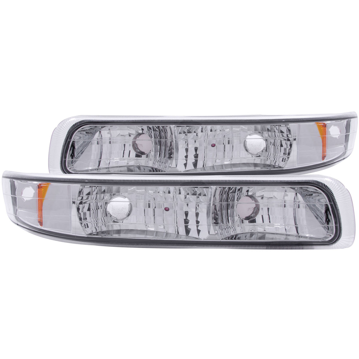 Euro Clear Lens Chrome Housing Amber Reflector Pair Chevrolet Silverado 1500/2500 1999-2002, 1500 HD/2500 HD/3500 2001-2002, Chevrolet Suburban 1500/2500/Tahoe 2000-2006 AnzoUSA