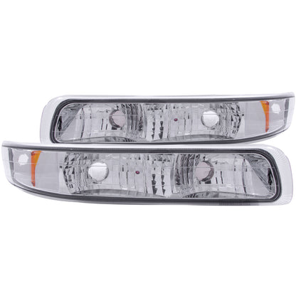 Euro Clear Lens Chrome Housing Amber Reflector Pair Chevrolet Silverado 1500/2500 1999-2002, 1500 HD/2500 HD/3500 2001-2002, Chevrolet Suburban 1500/2500/Tahoe 2000-2006 AnzoUSA
