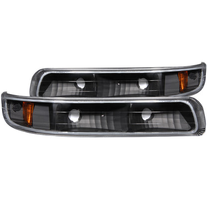 Euro Clear Lens Black Housing Amber Reflector Pair Chevrolet Silverado 1500/2500 1999-2002, 1500 HD/2500 HD/3500 2001-2002, Chevrolet Suburban 1500/2500/Tahoe 2000-2006 AnzoUSA