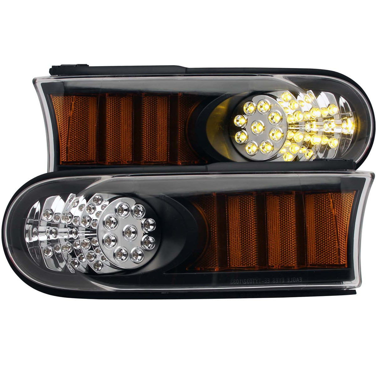 LED Parking Lights Clear Lens Black Housing Amber Reflector Pair Toyota FJ Cruiser 2007-2014 AnzoUSA