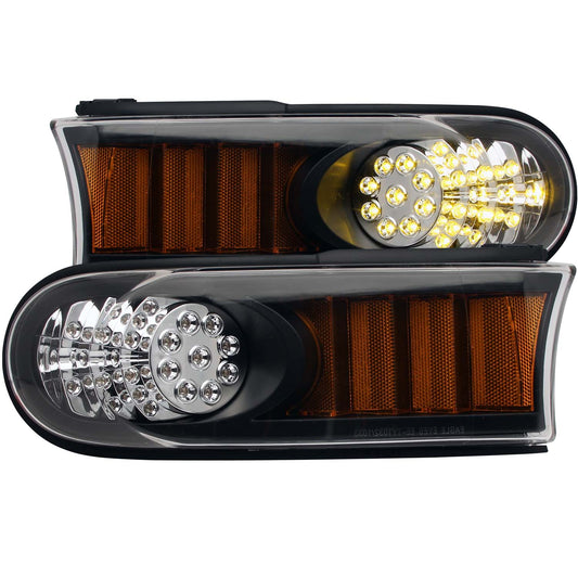 LED Parking Lights Clear Lens Black Housing Amber Reflector Pair Toyota FJ Cruiser 2007-2014 AnzoUSA