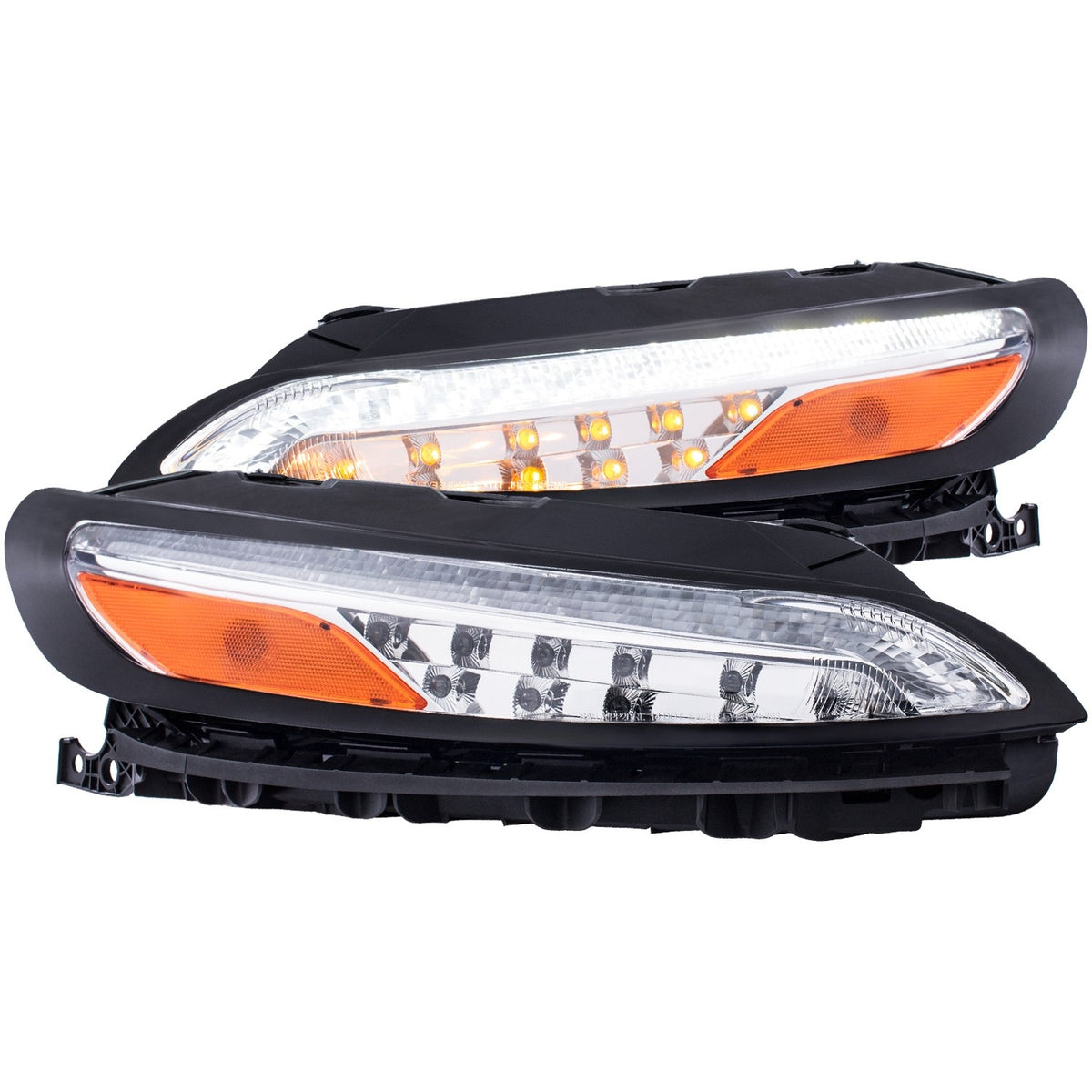 LED Parking Lights Chrome Amber Black Housing Jeep Cherokee 2014-2018 AnzoUSA