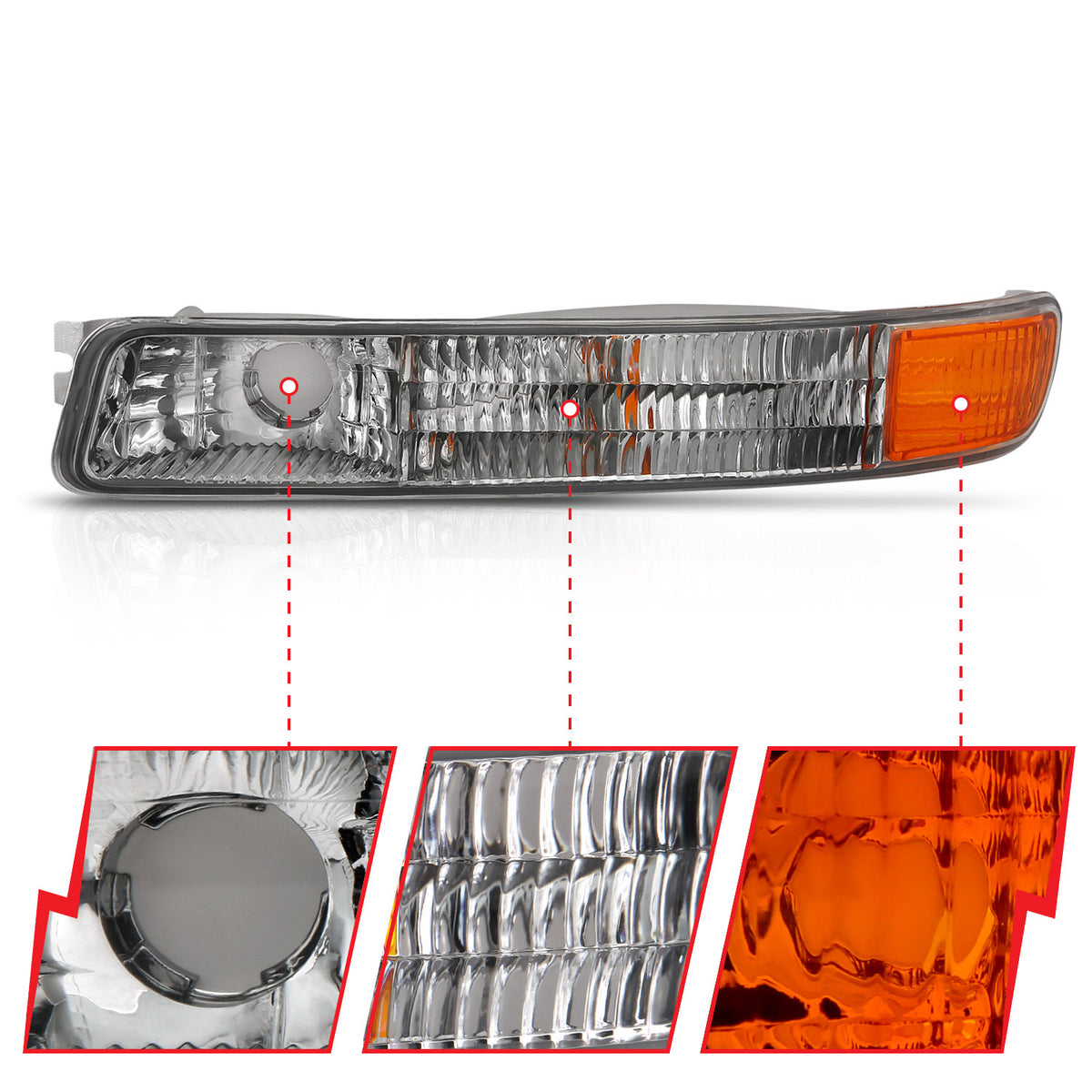 Crystal Parking Light Parking Turn Signal Lights Chrome Amber (Oe) GMC Sierra 1500/Yukon 1999-2006, 2500 HD 2001-2006, GMC Yukon XL 1500/2500 2000-2006 AnzoUSA-2