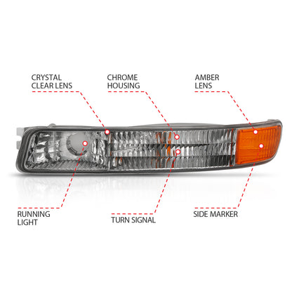 Crystal Parking Light Parking Turn Signal Lights Chrome Amber (Oe) GMC Sierra 1500/Yukon 1999-2006, 2500 HD 2001-2006, GMC Yukon XL 1500/2500 2000-2006 AnzoUSA-3
