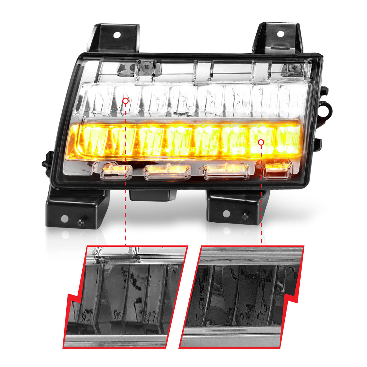 Turn Signal Light Assembly Chrome Housing Clear Lens Sequential Signal Pair Jeep Gladiator 2020, Jeep Wrangler 2018-2025 AnzoUSA-2