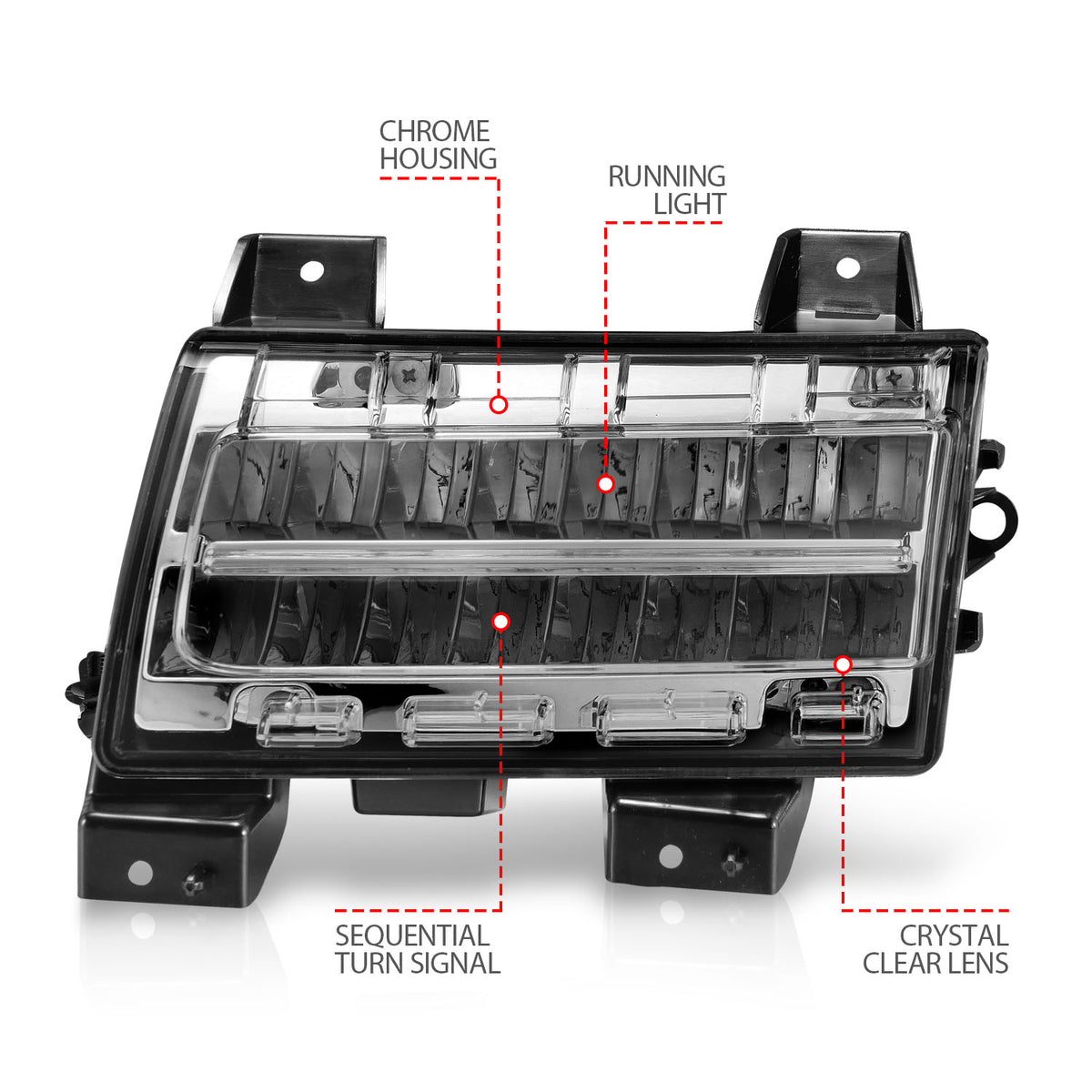 Turn Signal Light Assembly Chrome Housing Clear Lens Sequential Signal Pair Jeep Gladiator 2020, Jeep Wrangler 2018-2025 AnzoUSA-3