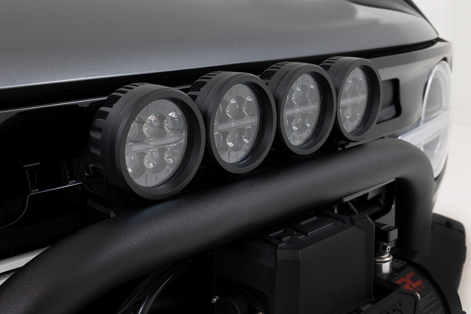 Safari Bar 3.5 Inch Round LED (Pair) Black Amber DRL OE Modular Steel Ford Bronco (21-25) Rough Country-3