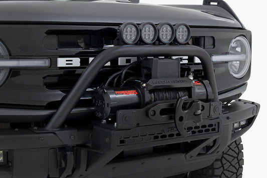 Safari Bar 3.5 Inch Round LED (Quad) Black Amber DRL OE Modular Steel Ford Bronco (21-25) Rough Country-1