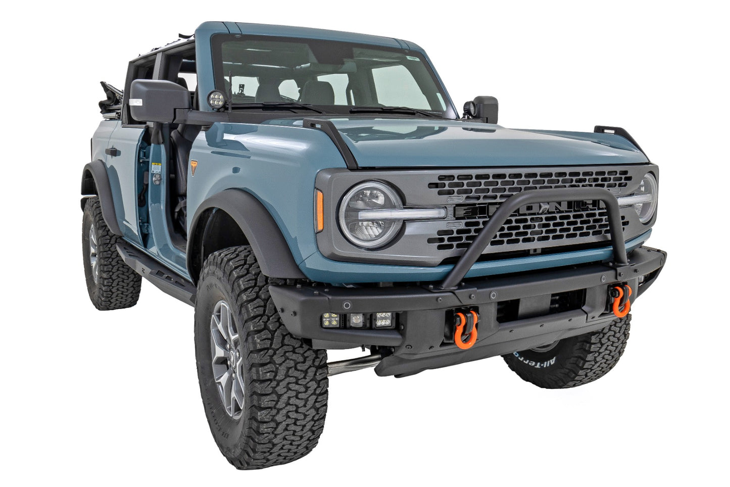 Safari Bar 3.5 Inch Round LED (Quad) Black Amber DRL OE Modular Steel Ford Bronco (21-25) Rough Country-4