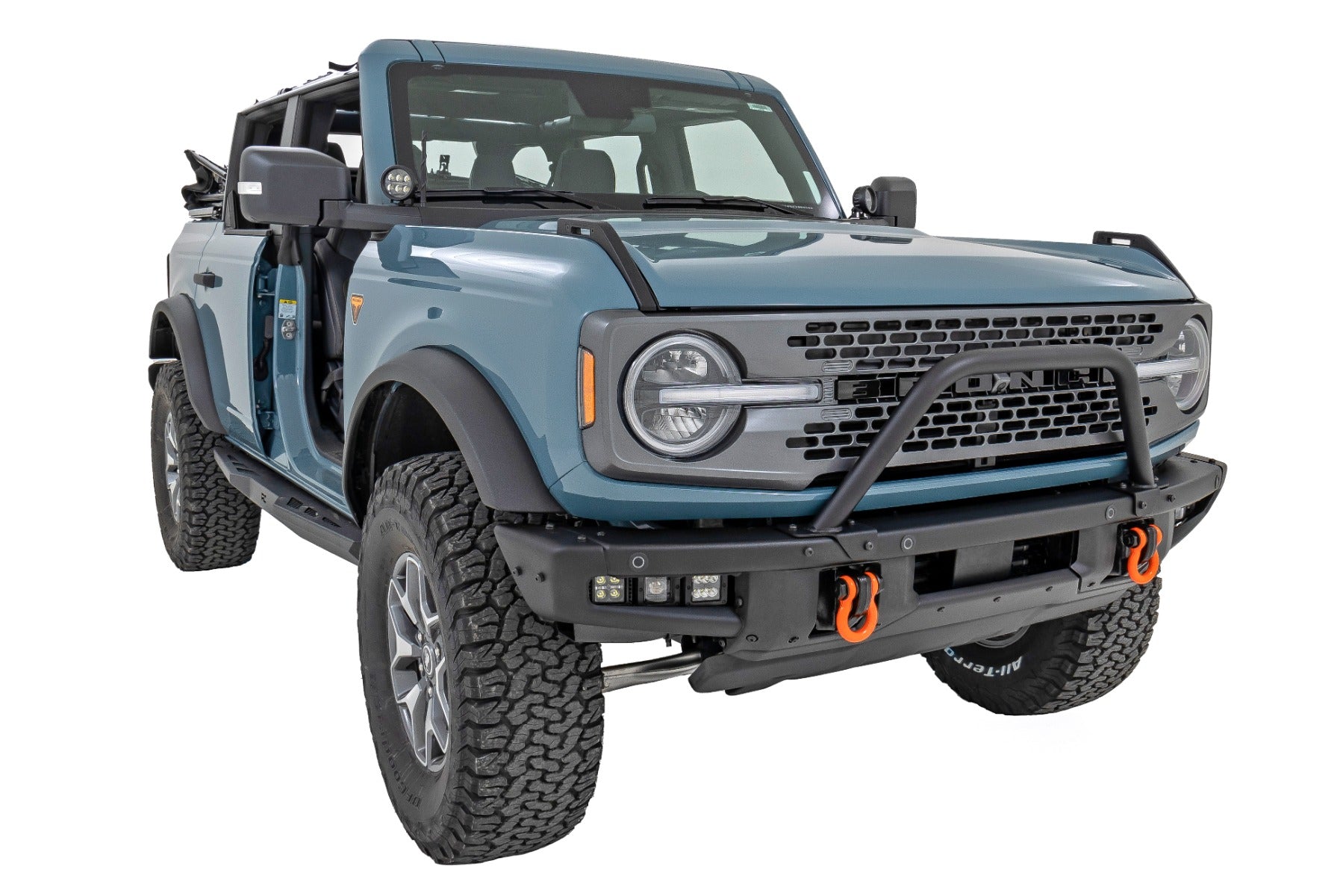 Safari Bar 3.5 Inch Round LED (Quad) Black Amber DRL OE Modular Steel Ford Bronco (21-25) Rough Country-4