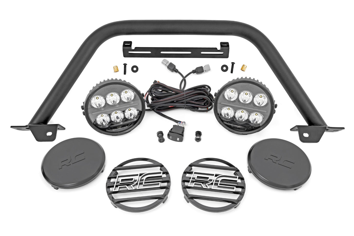 Safari Bar 6.5 Inch Round LED OE Modular Steel Ford Bronco 4WD (21-25) Rough Country