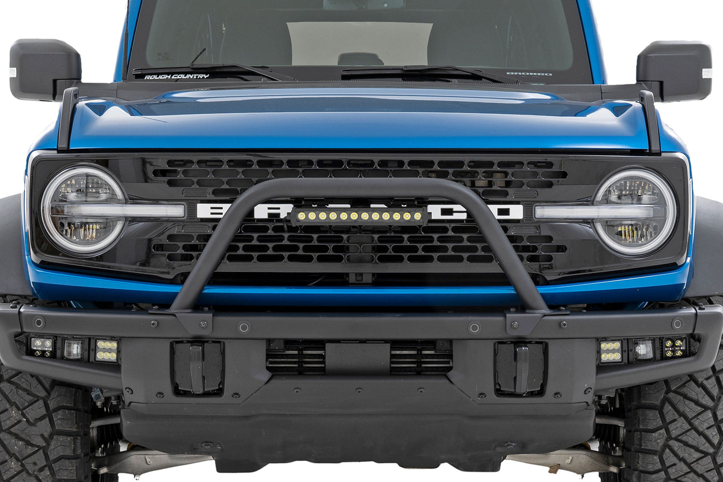 Safari Bar 12 Inch LED Light Bar Black DRL Single Row OE Modular Steel Ford Bronco (21-25) Rough Country-2