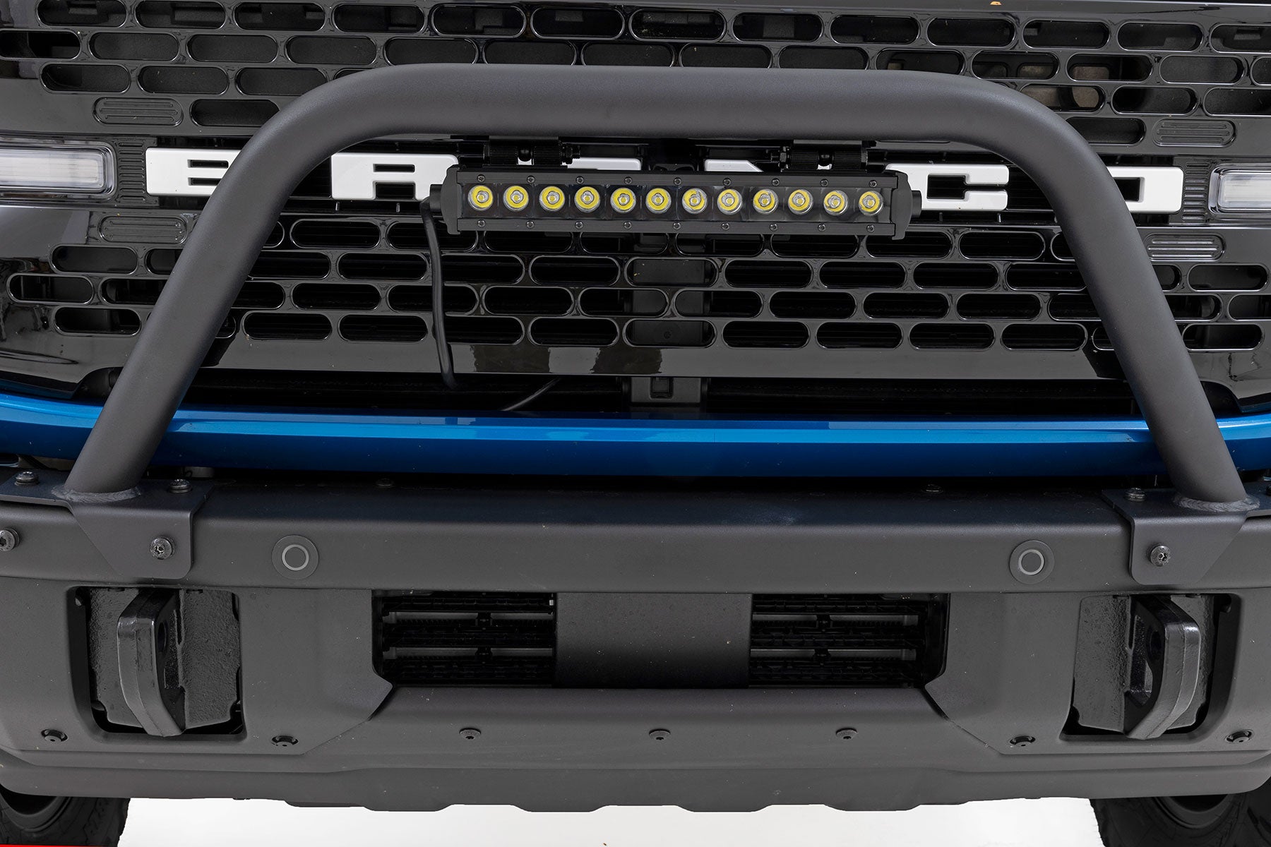 Safari Bar 12 Inch LED Light Bar Black DRL Single Row OE Modular Steel Ford Bronco (21-25) Rough Country-3