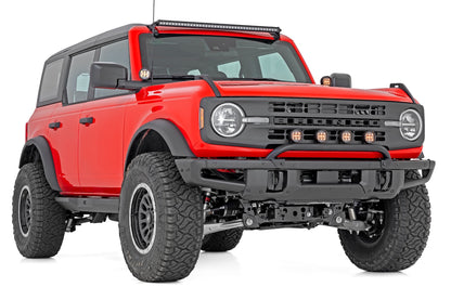 Light Bar Mount 3.5 Inch Round LED (Quad) Black Amber DRL OE Modular Steel Ford Bronco (21-24) Rough Country-2