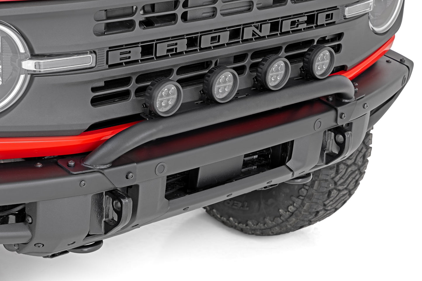 Light Bar Mount 3.5 Inch Round LED (Quad) Black Amber DRL OE Modular Steel Ford Bronco (21-24) Rough Country-5