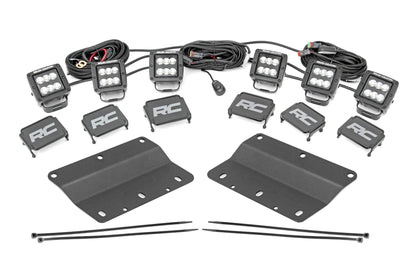 LED Light Kit Fog Mount Triple 2 Inch Black Pair Spot/Flood Ford Bronco (21-25) Rough Country