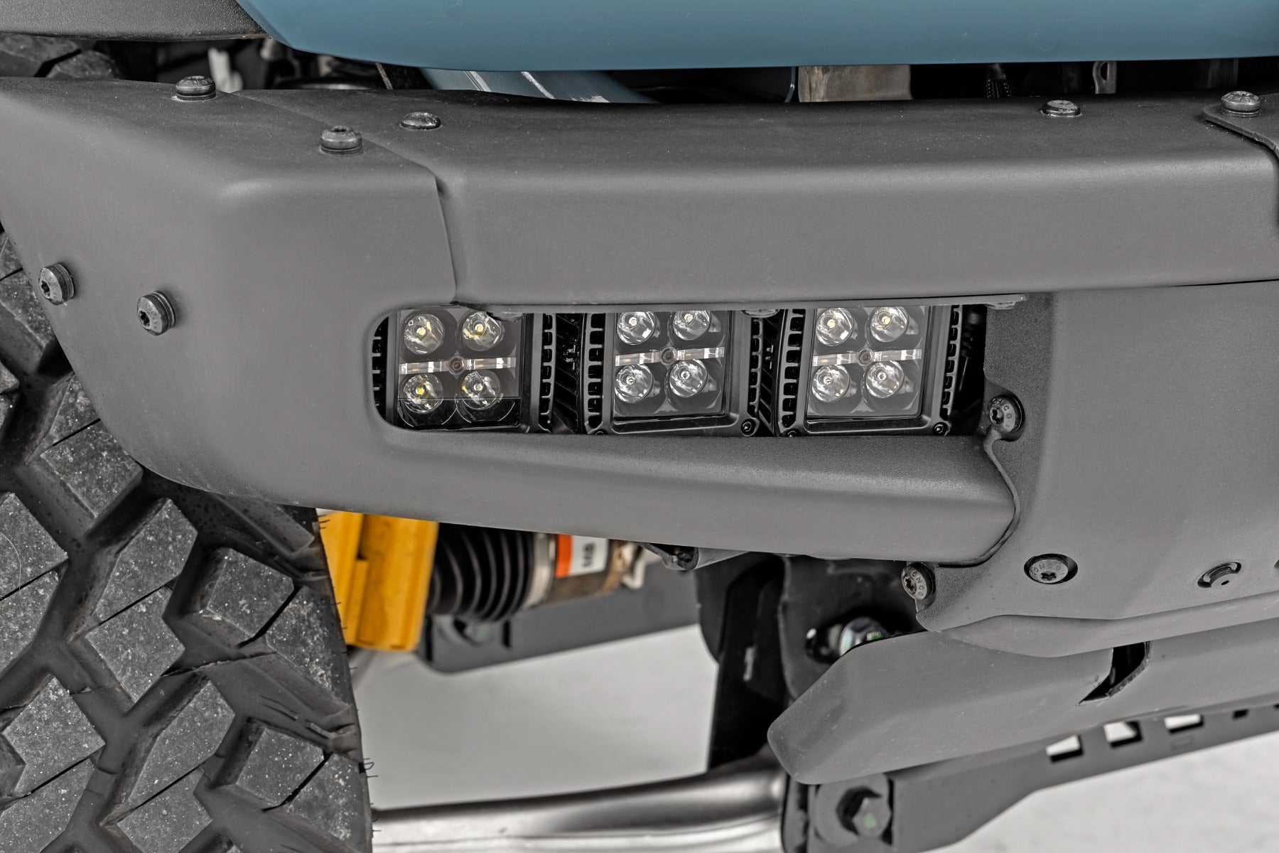 LED Light Kit Fog Mount Triple 2 Inch Black Pair Spot/Flood Ford Bronco (21-25) Rough Country-1