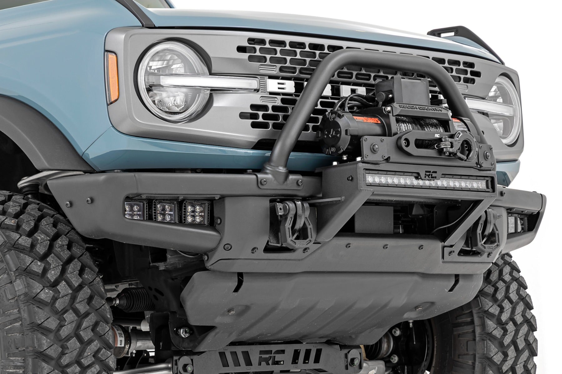 LED Light Kit Fog Mount Triple 2 Inch Black Pair Spot/Flood Ford Bronco (21-25) Rough Country-2