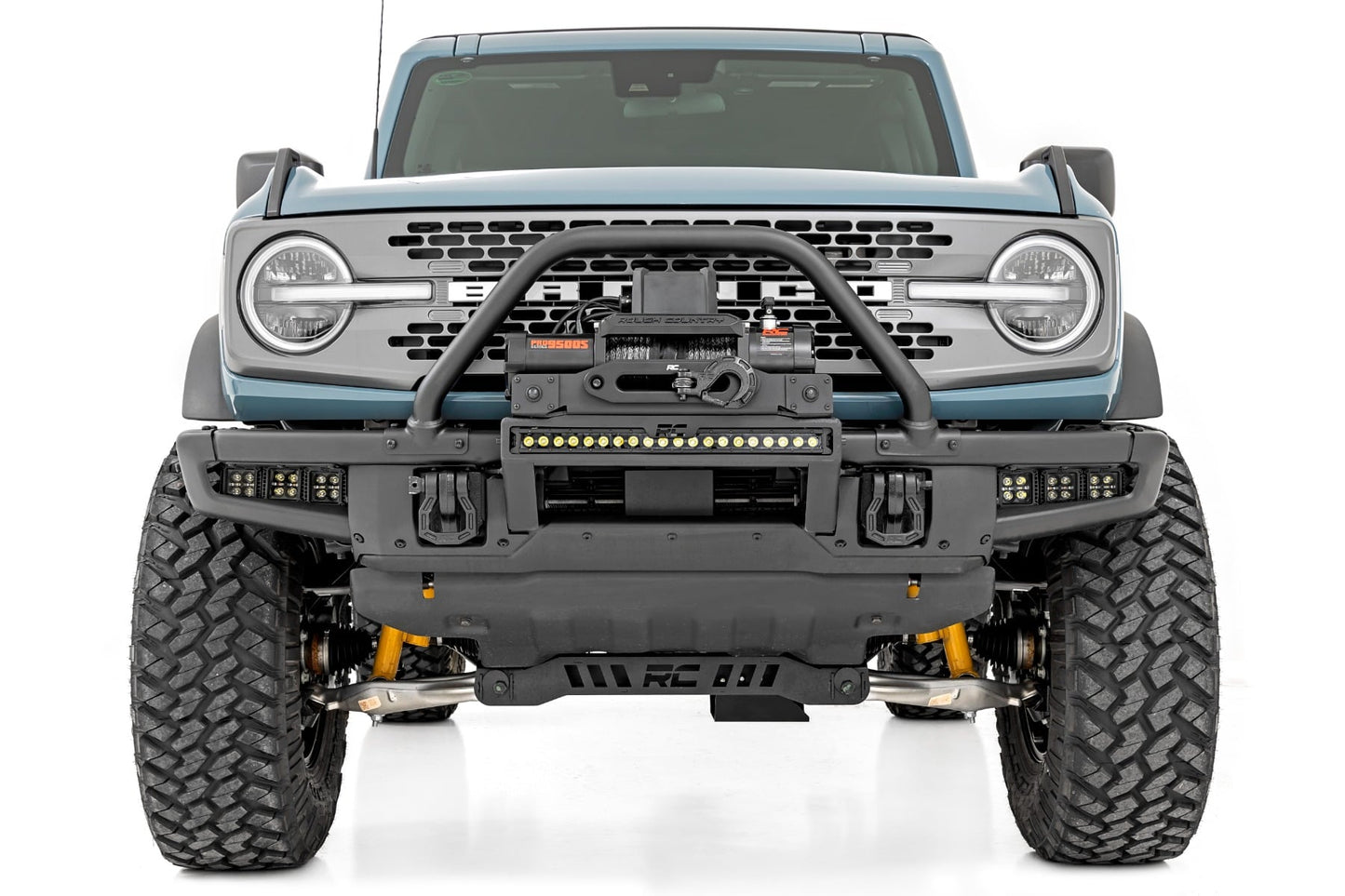 LED Light Kit Fog Mount Triple 2 Inch Black Pair Spot/Flood Ford Bronco (21-25) Rough Country-4