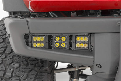 LED Light Kit Fog Mount Triple 2 Inch Black Pair Spot/Flood Ford Bronco (21-25) Rough Country-5