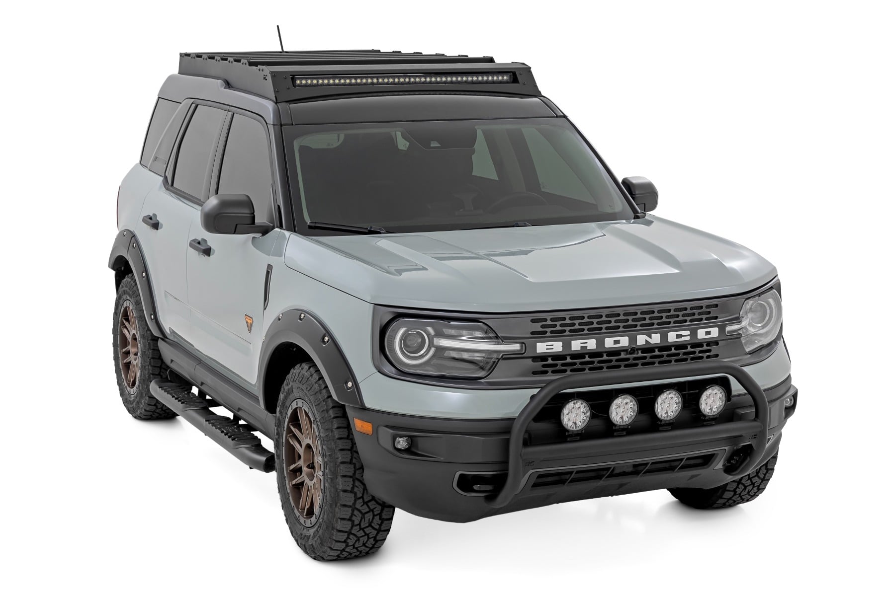 Nudge Bar w/ Tow Hooks 20 Inch Black Single Row LED Ford Bronco Sport (21-24) Rough Country-2
