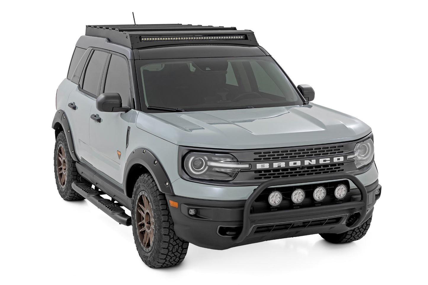 Nudge Bar w/ Tow Hooks 20 Inch Black DRL Single Row LED Ford Bronco Sport (21-24) Rough Country-2