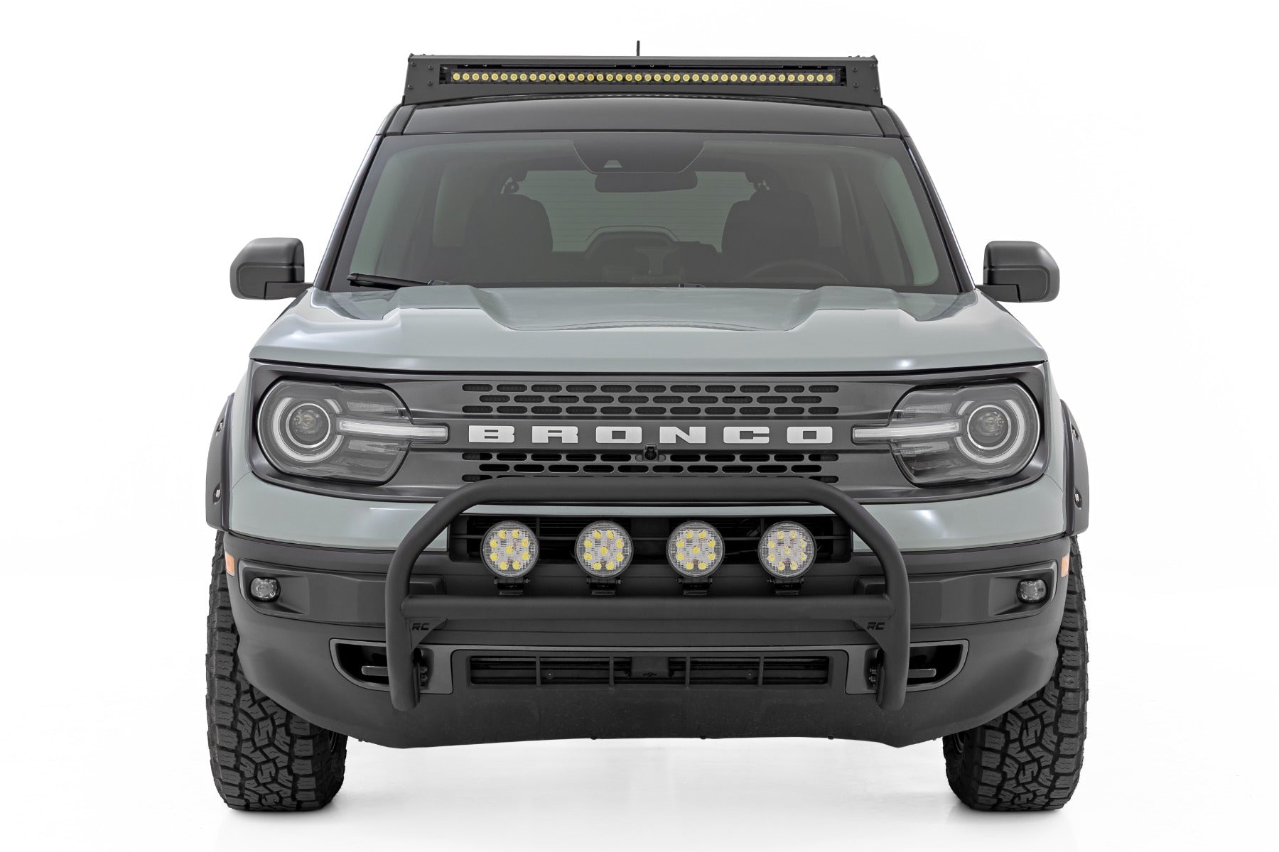 Nudge Bar w/ Tow Hooks 20 Inch Black DRL Single Row LED Ford Bronco Sport (21-24) Rough Country-3