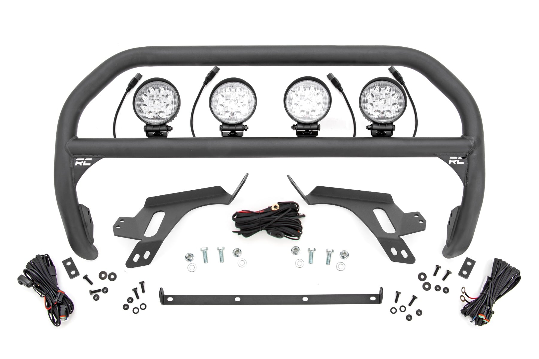 Nudge Bar w/ Tow Hooks 4 Inch Round Led (x4) Ford Bronco Sport (21-24) Rough Country