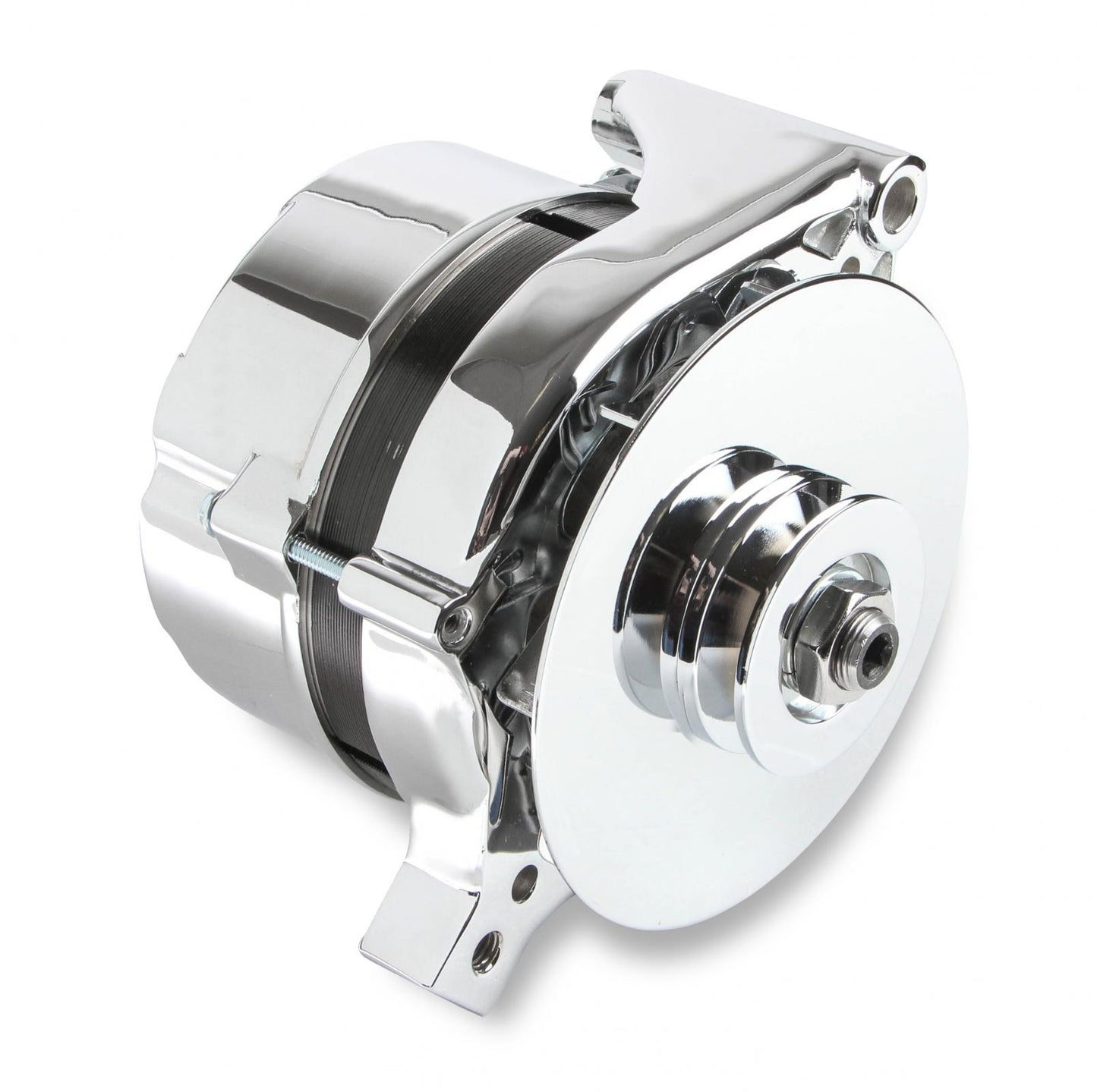 Chrome Alternator-Ford 80 Amp Single Groove V-Belt Pulley Mr Gasket