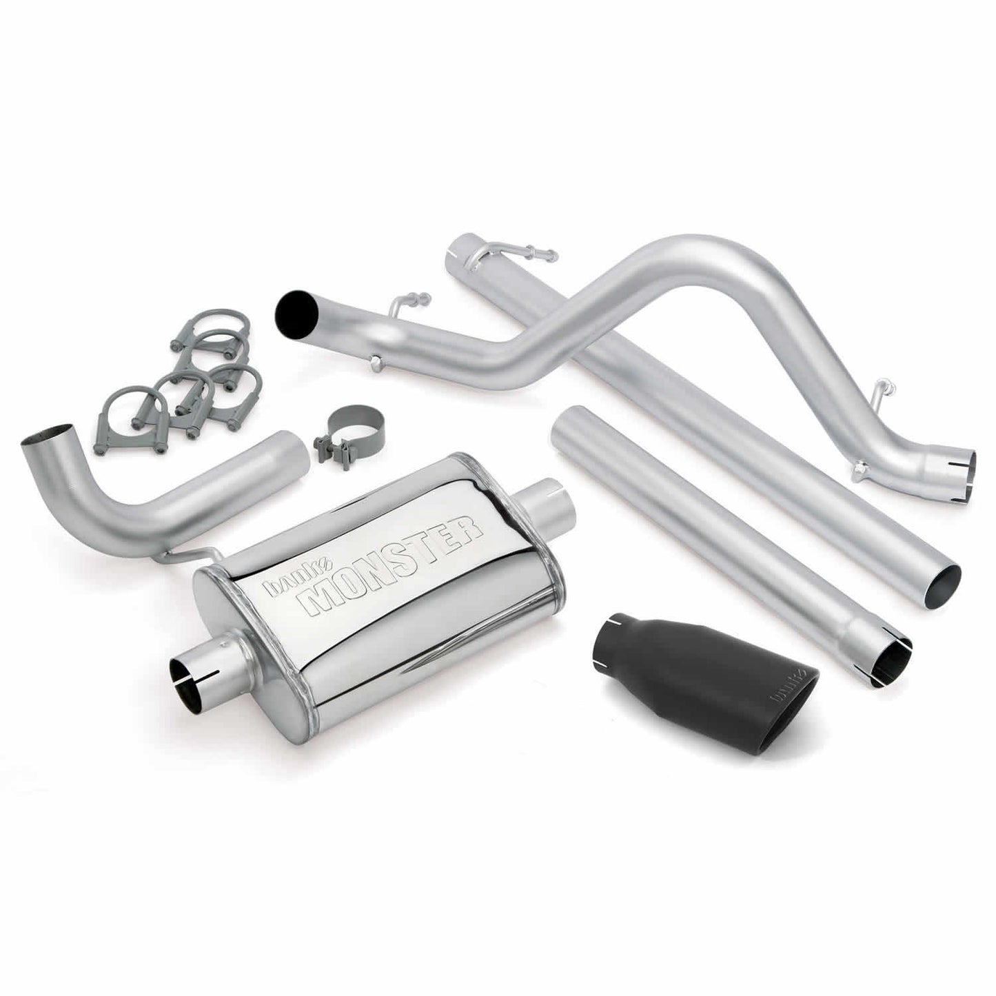Monster Exhaust System Single Exit Black Ob Round Tip 07-11 Jeep 3.8L Wrangler Banks Power