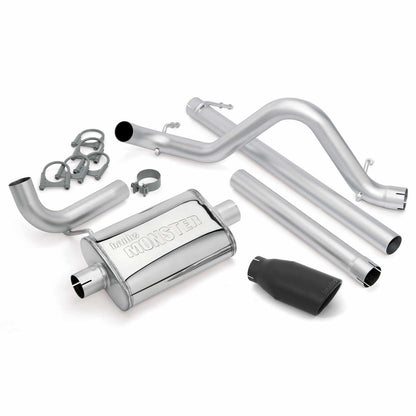 Monster Exhaust System Single Exit Black Ob Round Tip 07-11 Jeep 3.8L Wrangler Banks Power