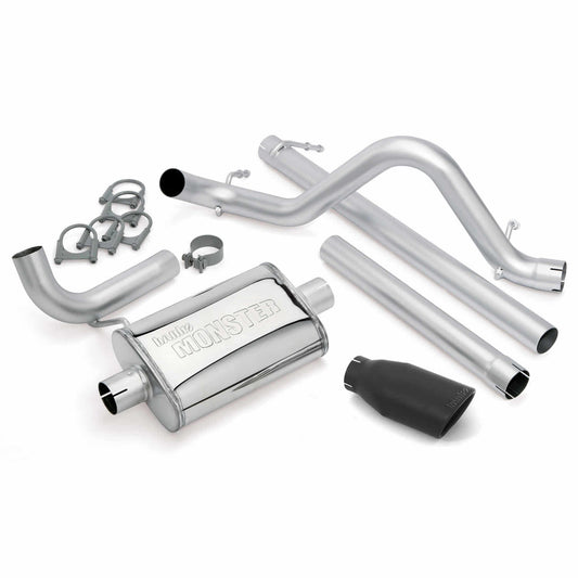 Monster Exhaust System Single Exit Black Ob Round Tip 07-11 Jeep 3.8L Wrangler Banks Power