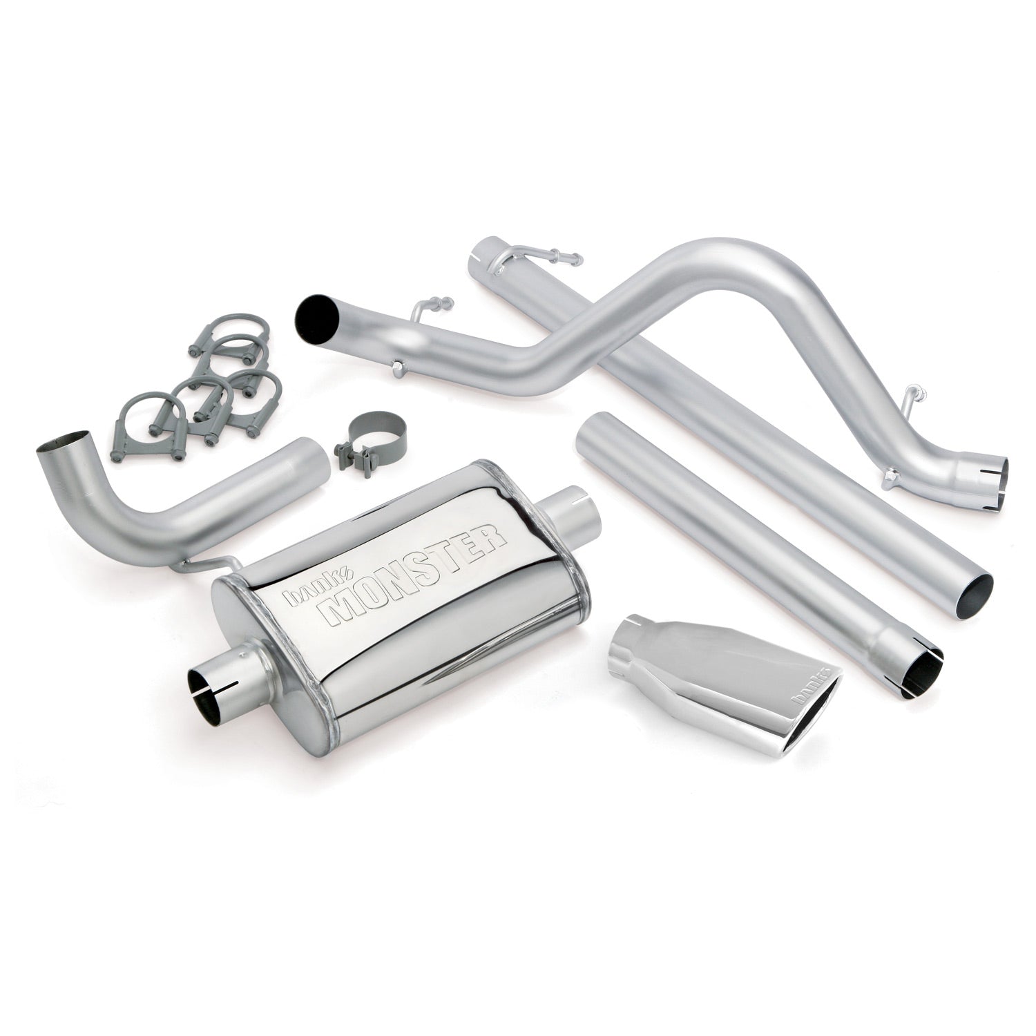 Monster Exhaust System Single Exit Chrome Ob Round Tip 07-11 Jeep 3.8L Wrangler Banks Power