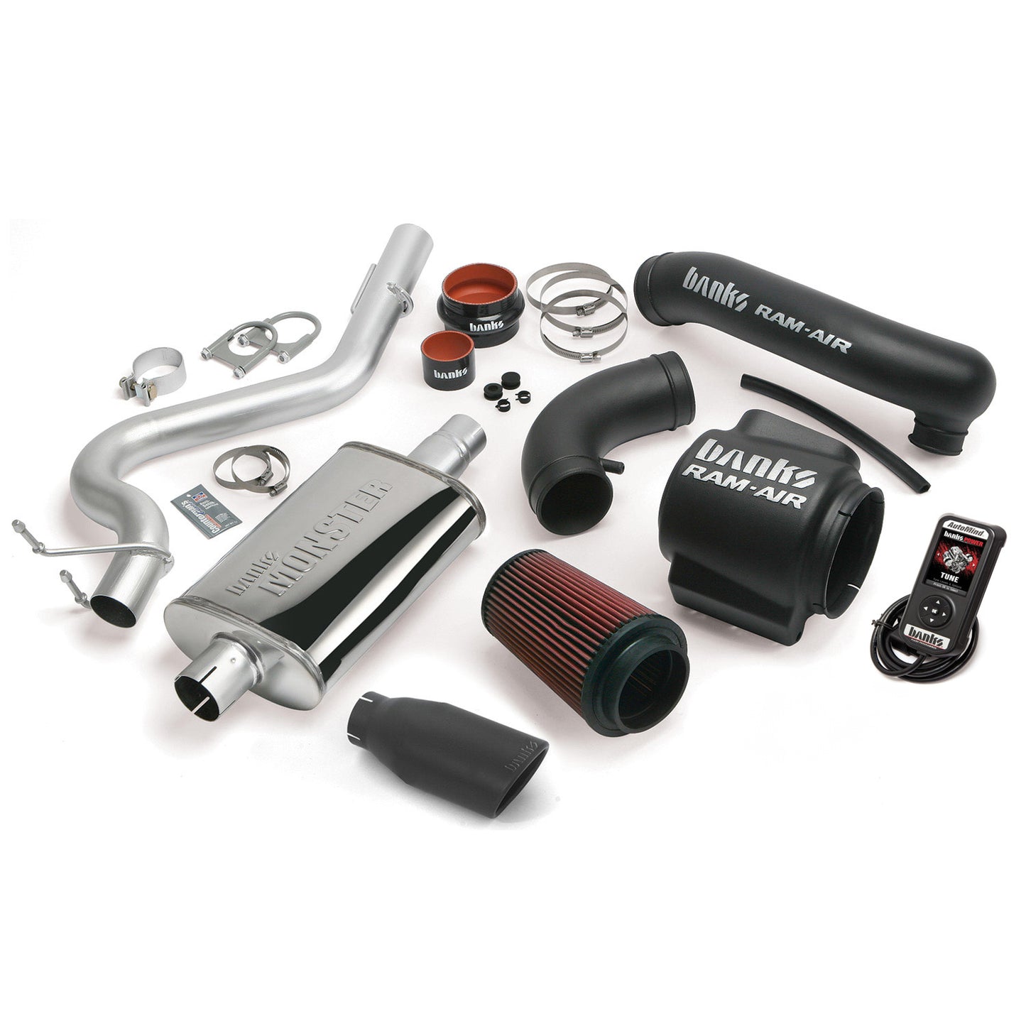Stinger Bundle System W/Single Exit Exhaust Black Tip 04-06 Jeep 4.0L Wrangler Banks Power