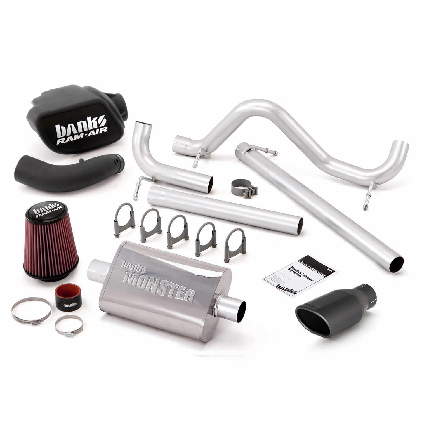 Stinger Bundle System No AutoMind W/Single Exit Exhaust Black Tip 07-11 Jeep 3.8L Wrangler JK Banks Power