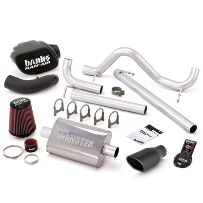 Stinger Bundle System W/AutoMind Single Exit Exhaust Black Tip 07-11 Jeep 3.8L Wrangler JK Banks Power