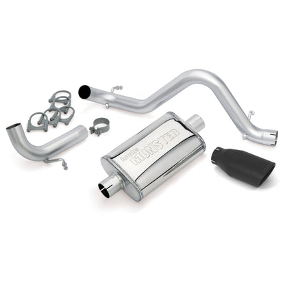 Monster Exhaust System Single Exit Black Ob Round Tip 12-17 Jeep 3.6L Wrangler Banks Power-1