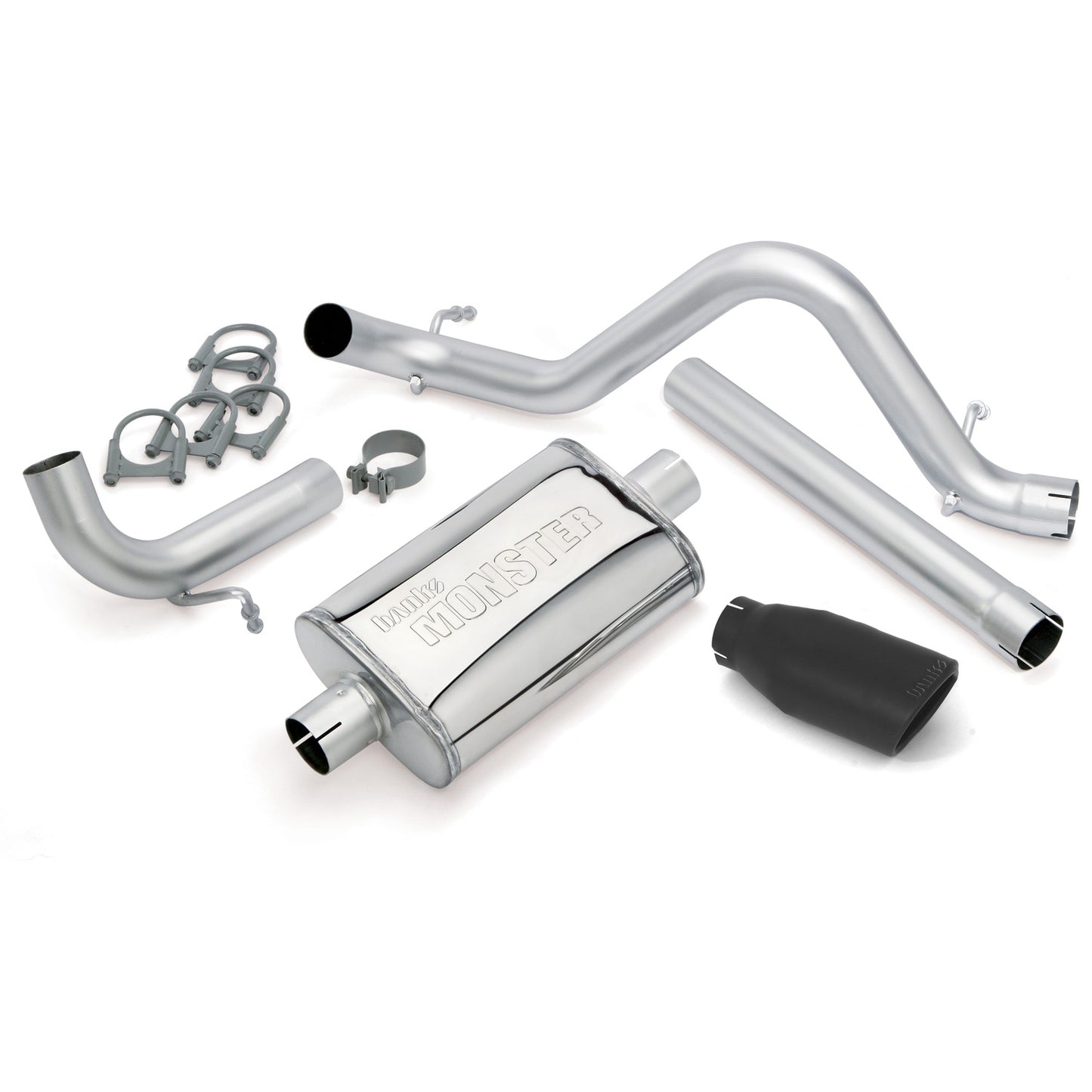 Monster Exhaust System Single Exit Black Ob Round Tip 12-17 Jeep 3.6L Wrangler Banks Power