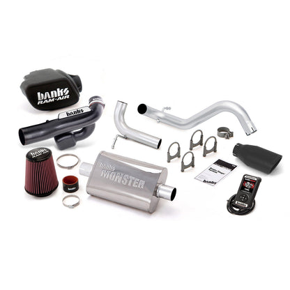 Stinger Bundle System W/AutoMind Single Exit Exhaust Black Tip 12-14 Jeep 3.6L Wrangler Banks Power-1