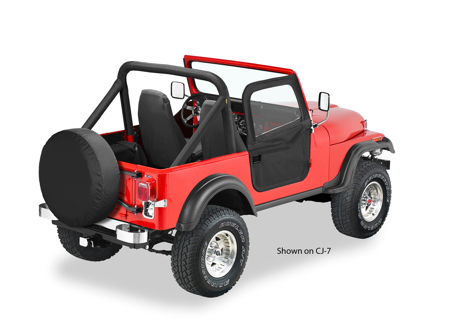 Jeep Doors Full 2-Piece Fabric Doors For Ford 1966-1977 Bronco Clear Vinyl Black Crush Fabric Pair Bestop