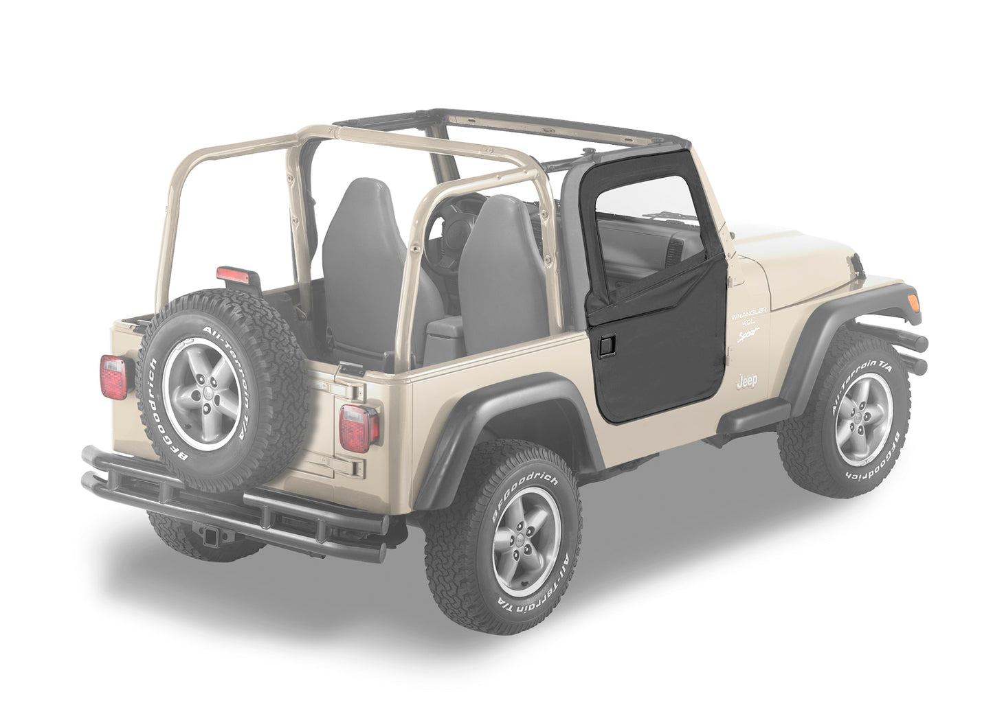 Jeep Doors Full 2-Piece Fabric Doors For Jeep 1997-2006 Wrangler TJ Clear Vinyl Pair Bestop-2