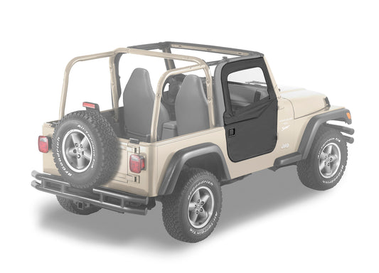 Jeep Doors Full 2-Piece Fabric Doors For Jeep 1997-2006 Wrangler TJ Clear Vinyl Pair Bestop-1
