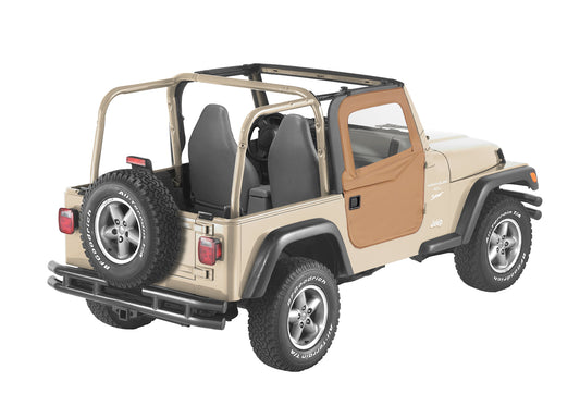 Bestop Jeep Doors Full 2-Piece Fabric Doors For Jeep 1997-2006 Wrangler TJ Clear Vinyl Pair Bestop