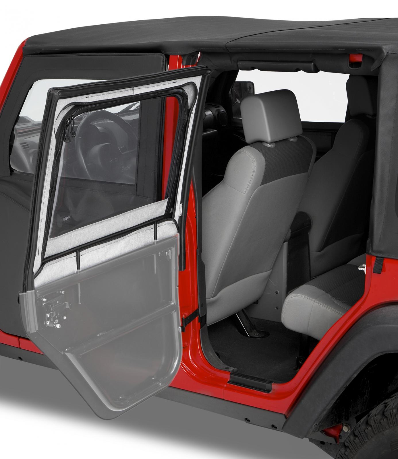 Jeep Half Doors HighRock 4x4 Element Upper Fabric Half Doors For Jeep 1997-2006 Wrangler TJ Front Black Diamond Pair Bestop