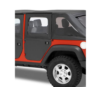 Jeep Doors Full 2-Piece Fabric Doors For Jeep 2007-2018 Wrangler JK Clear Vinyl Rear Pair Bestop-1