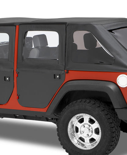 Jeep Doors Full 2-Piece Fabric Doors For Jeep 2007-2018 Wrangler JK Clear Vinyl Rear Pair Bestop