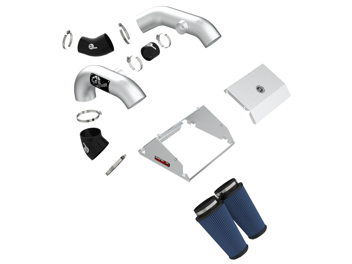 Rapid Induction Cold Air Intake System w/ Pro 5R Filter Brushed Ford F-150 Raptor 21-26 V6-3.5L (tt) aFe Power-1